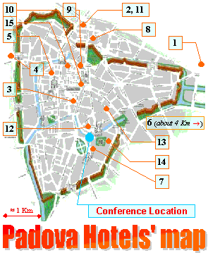 Padova Hotels' map